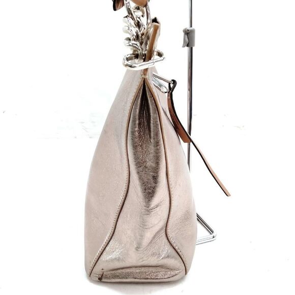 Auth Jimmy Choo Metallic Distressed Gold Leather Raven Shoulder Hobo Bag - Picture 3 of 8